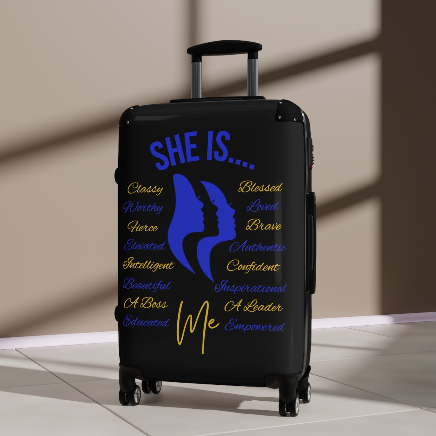 She Is...Travel Luggage Blue & Yellow