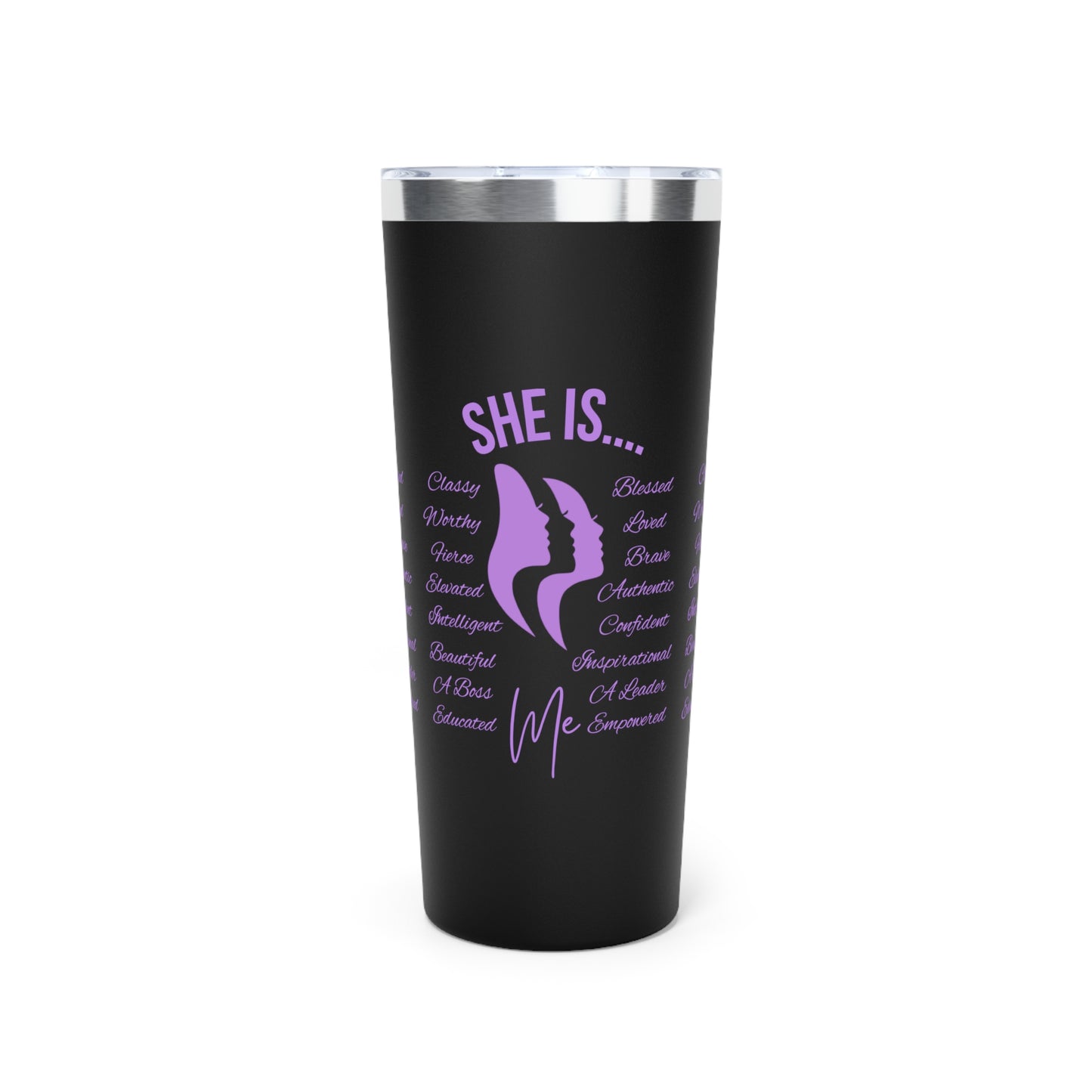 She Is... Copper Vacuum Insulated Tumbler, 22oz Purple