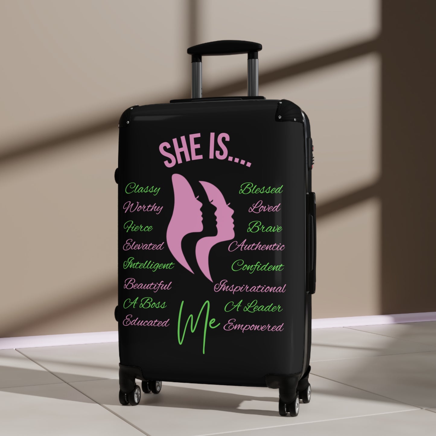 She Is...Travel Luggage Pink & Green