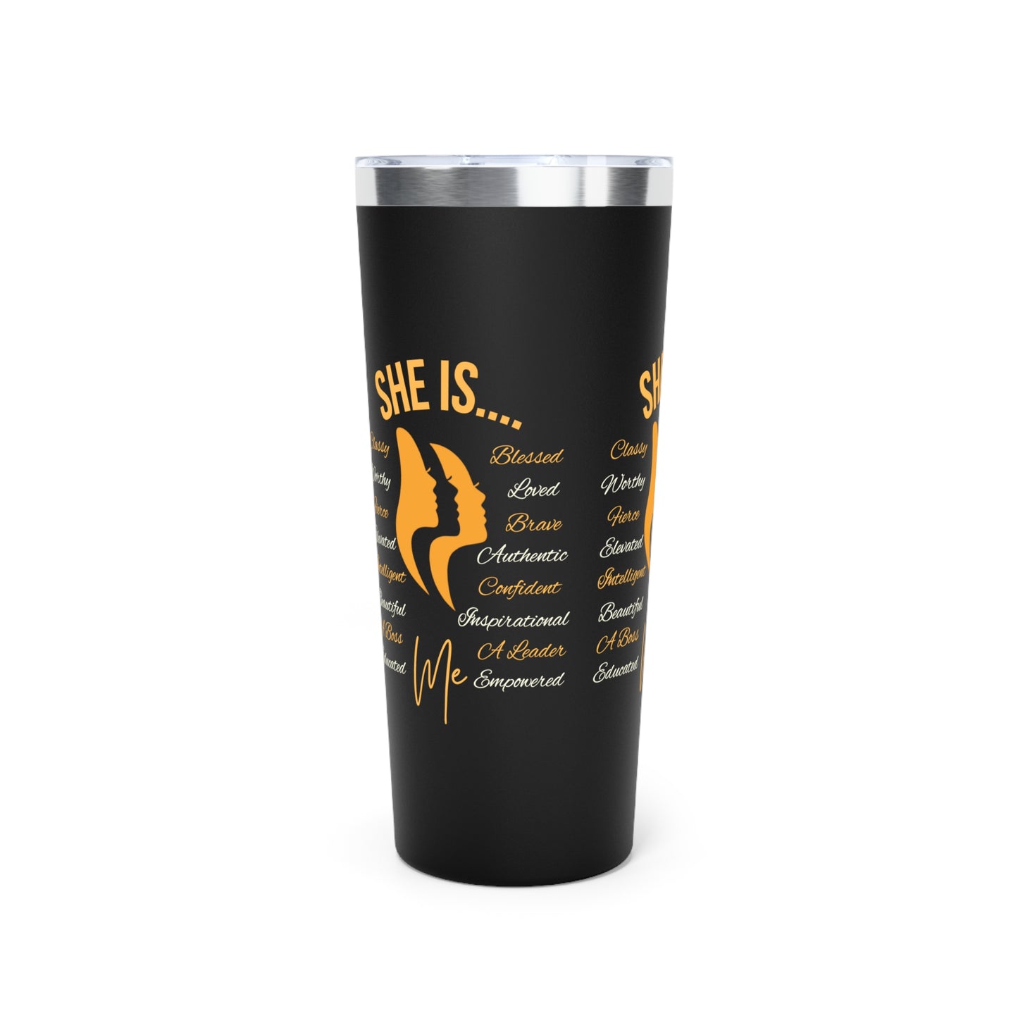 She Is... Copper Vacuum Insulated Tumbler, 22oz Apricot & Cream