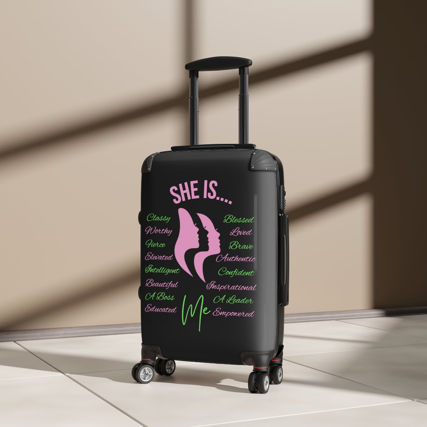 She Is...Travel Luggage Pink & Green