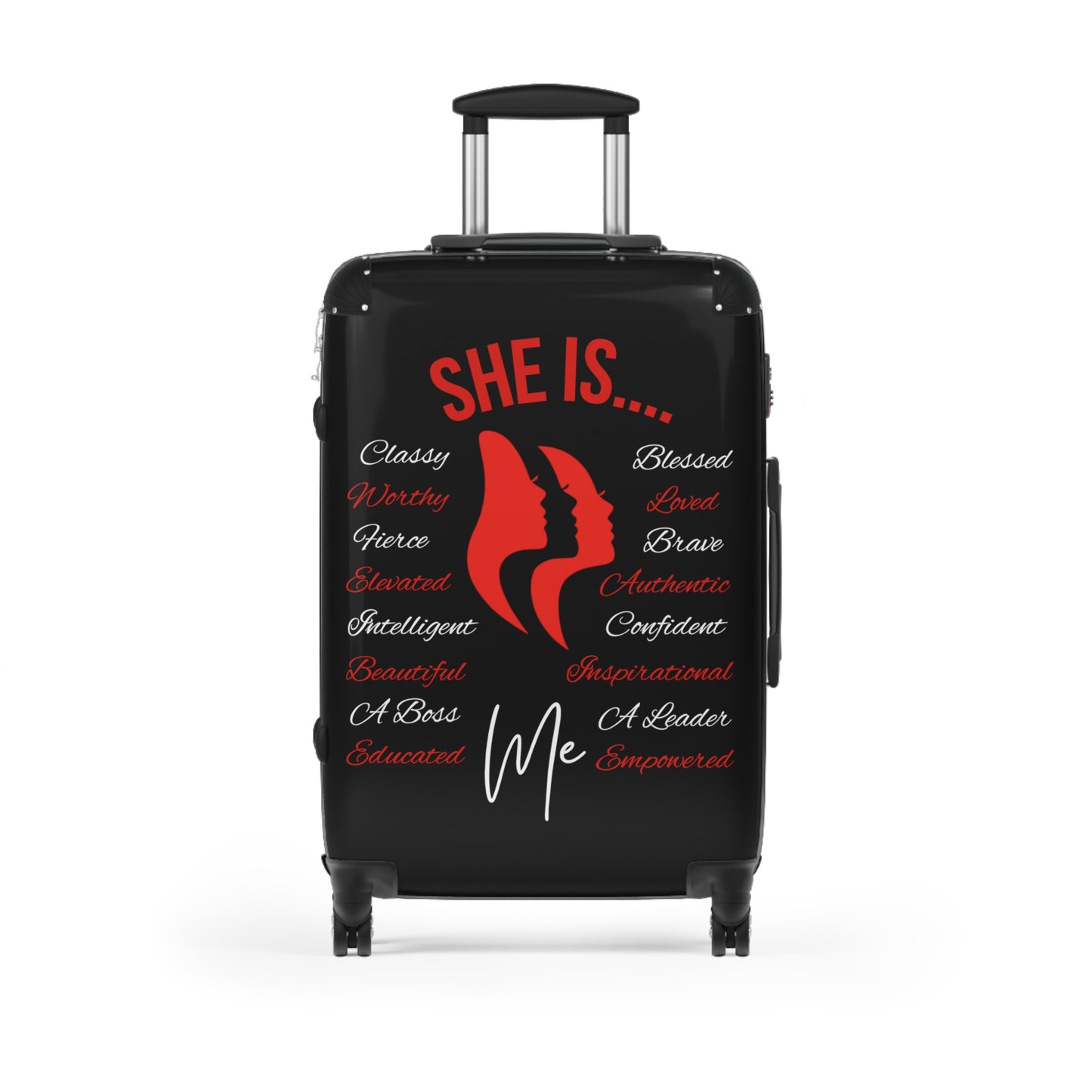 She Is...Travel Luggage Red & White