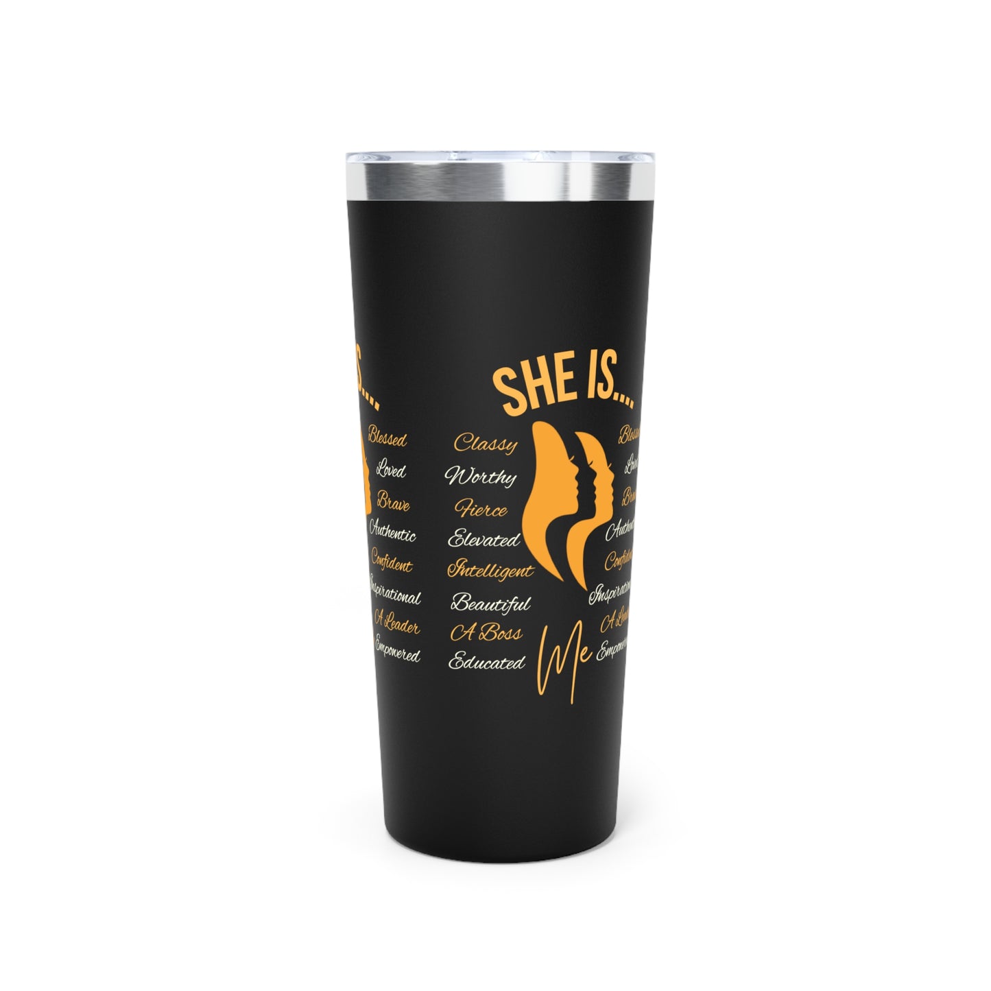 She Is... Copper Vacuum Insulated Tumbler, 22oz Apricot & Cream