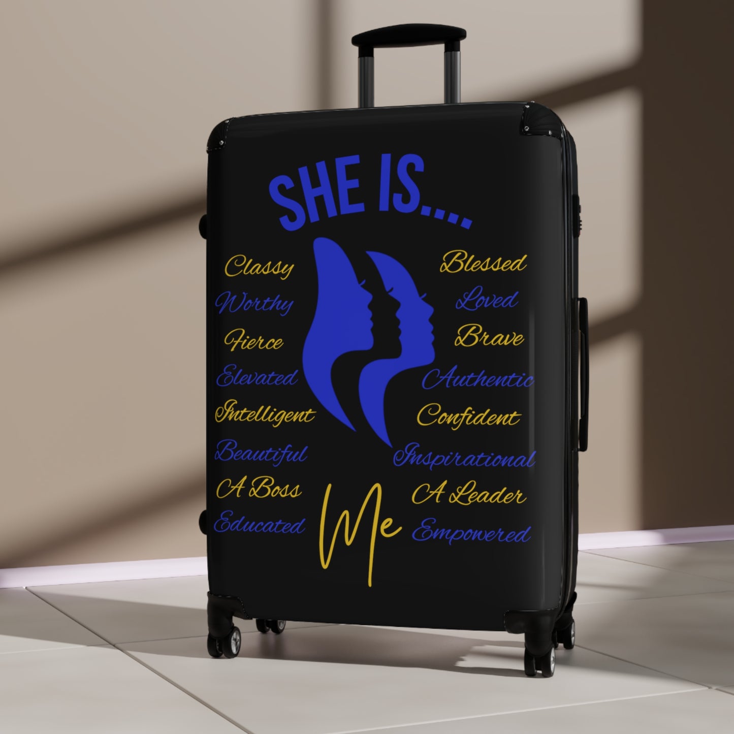 She Is...Travel Luggage Blue & Yellow