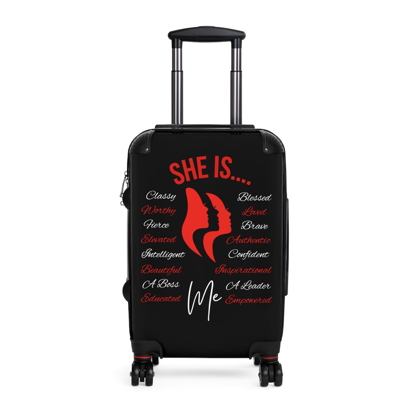 She Is...Travel Luggage Red & White