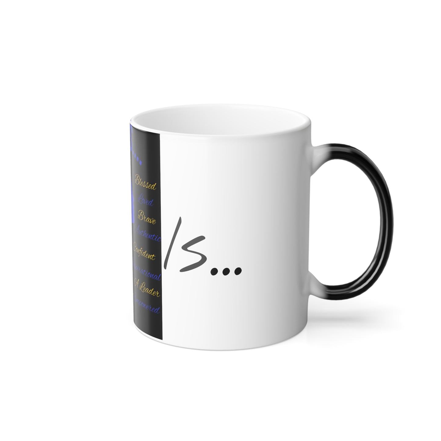 She Is...Morphing Mug, 11oz Blue & Yellow Centered