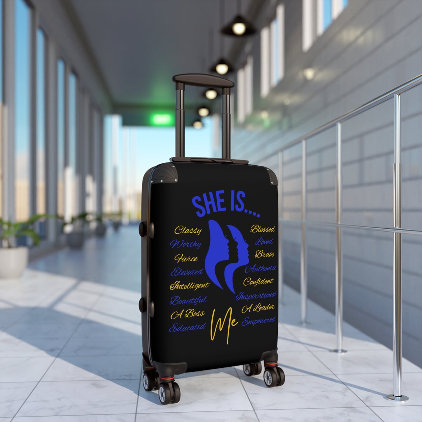 She Is...Travel Luggage Blue & Yellow