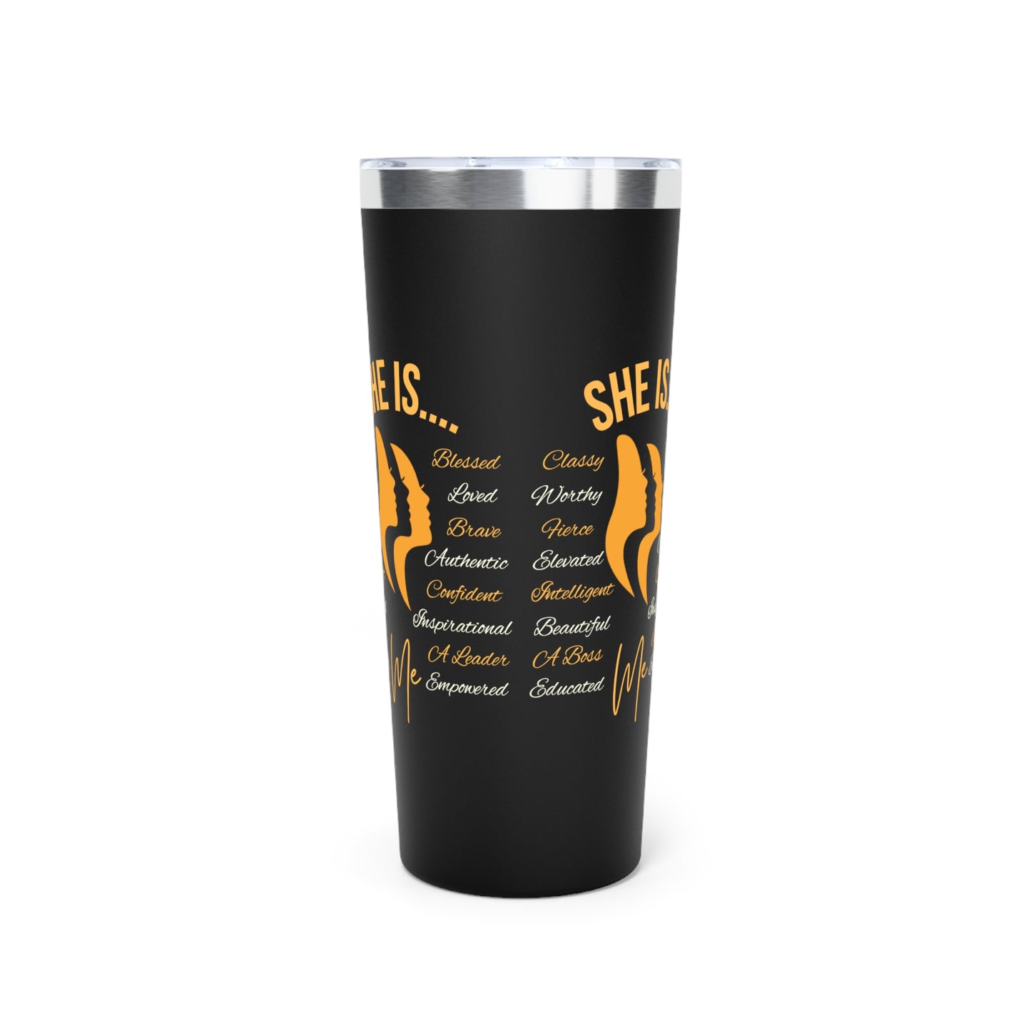 She Is... Copper Vacuum Insulated Tumbler, 22oz Apricot & Cream