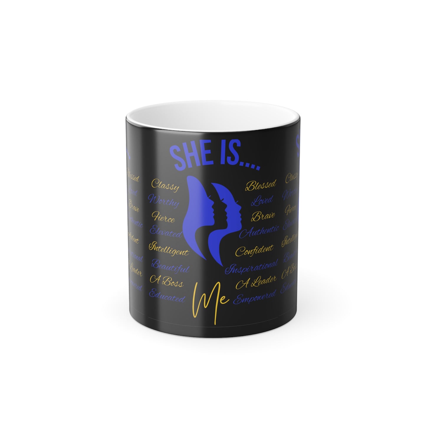 She Is...Morphing Mug, 11oz Blue & Yellow