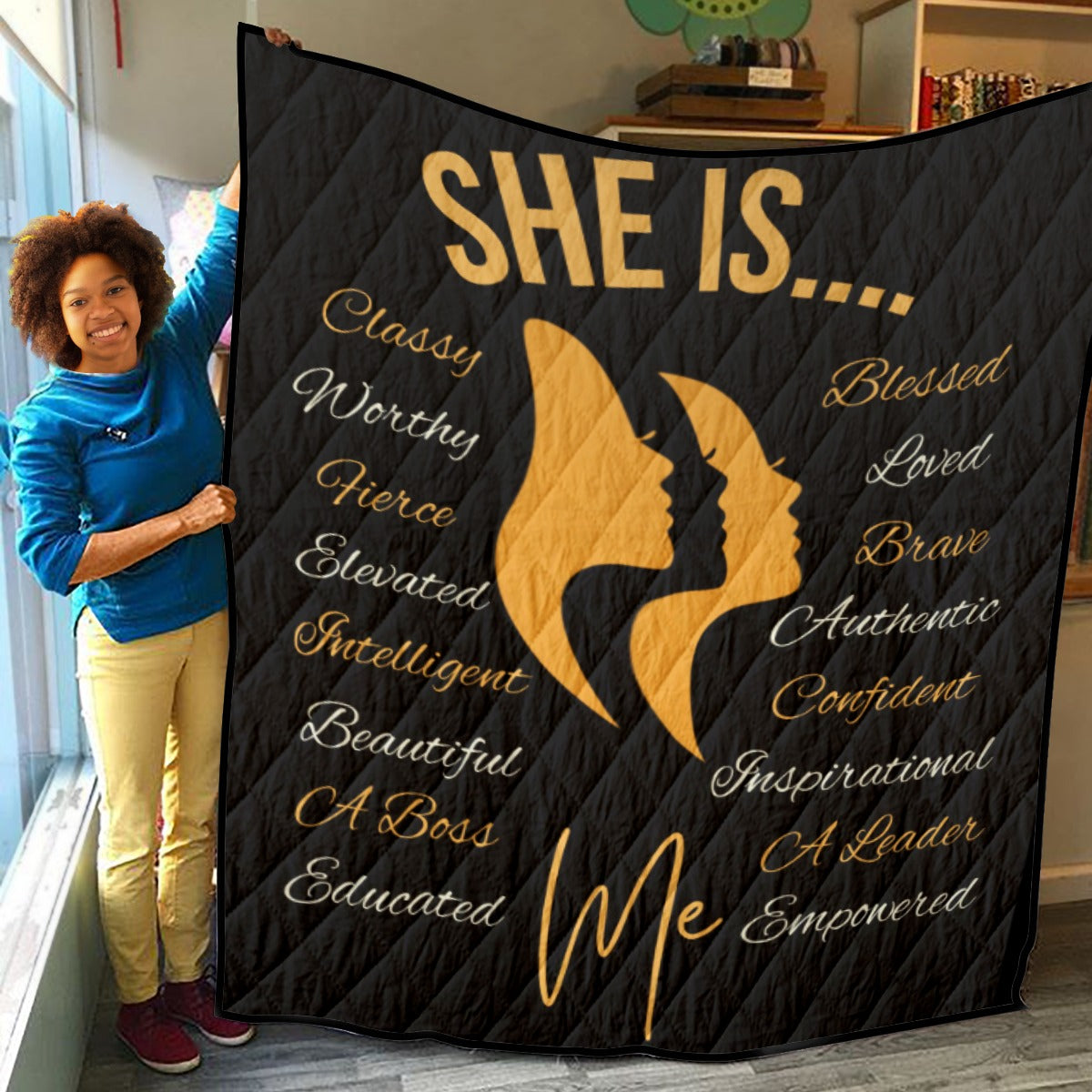 She Is...Lightweight & Breathable Quilt With Edge-wrapping Strips Apricot & Cream