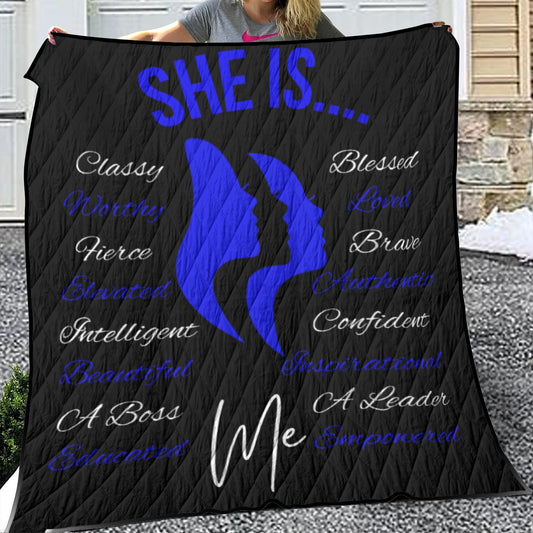 She Is...Lightweight & Breathable Quilt With Edge-wrapping Strips Blue & White