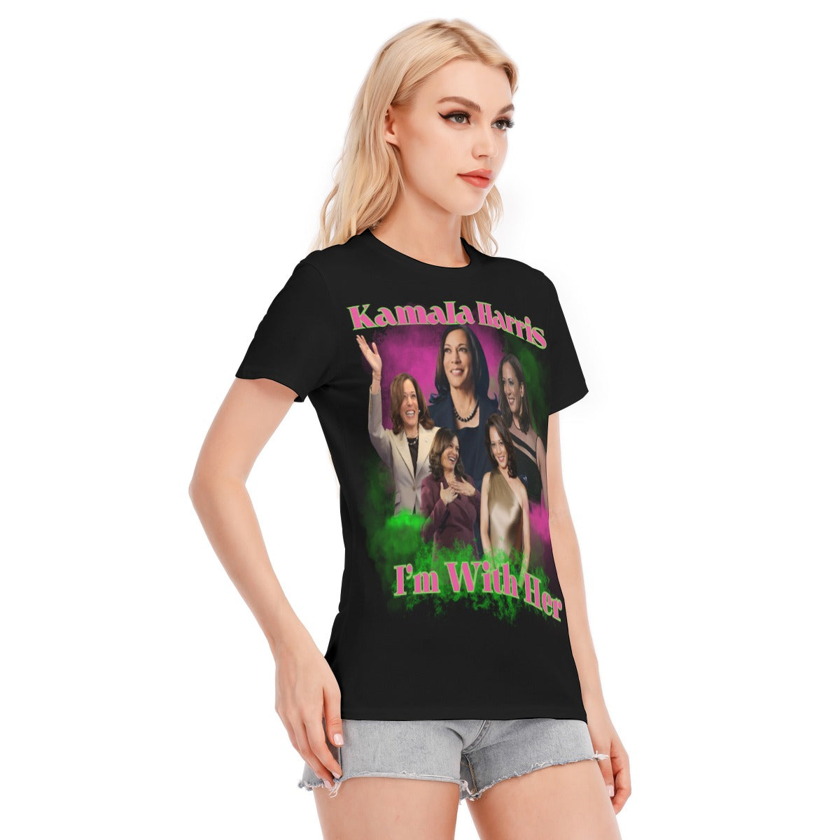 Kamala All-Over Print Women's Round Neck T-Shirt | 190GSM Cotton