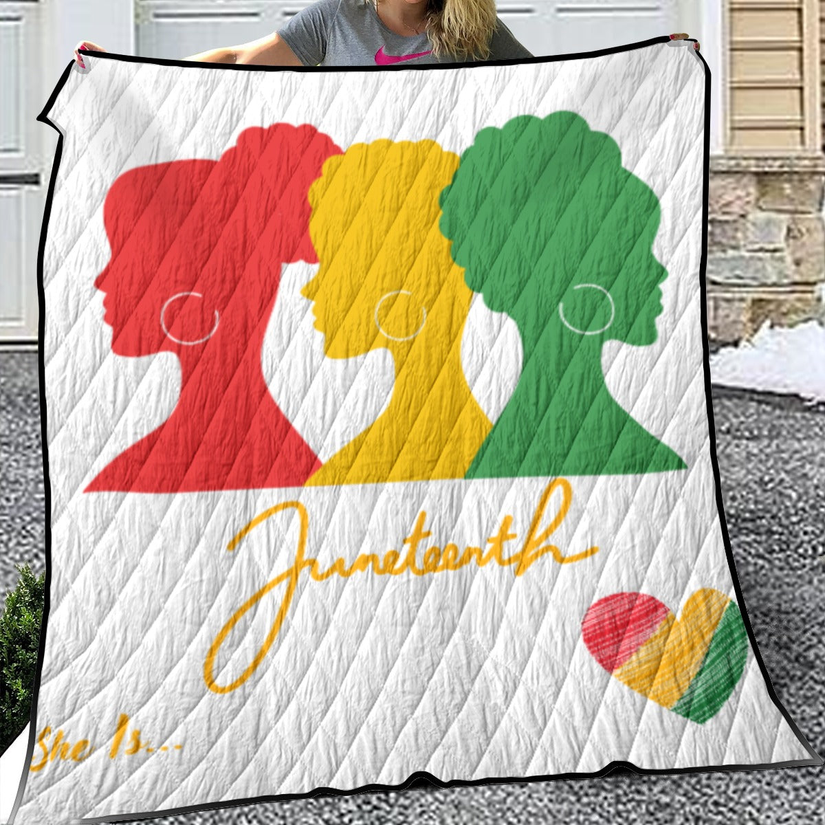 She Is...Lightweight & Breathable Quilt With Edge-wrapping Strips Juneteenth White