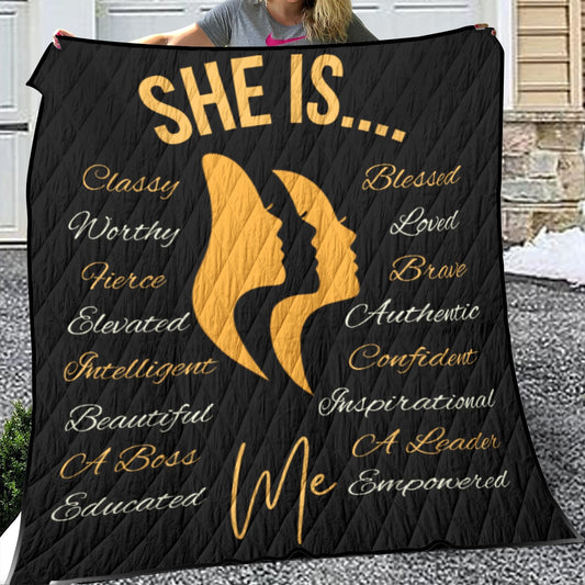 She Is...Lightweight & Breathable Quilt With Edge-wrapping Strips Apricot & Cream