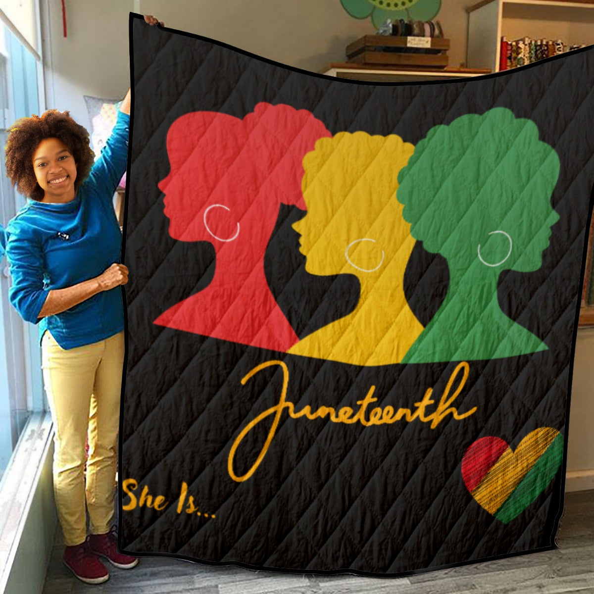 She Is...Lightweight & Breathable Quilt With Edge-wrapping Strips Juneteenth