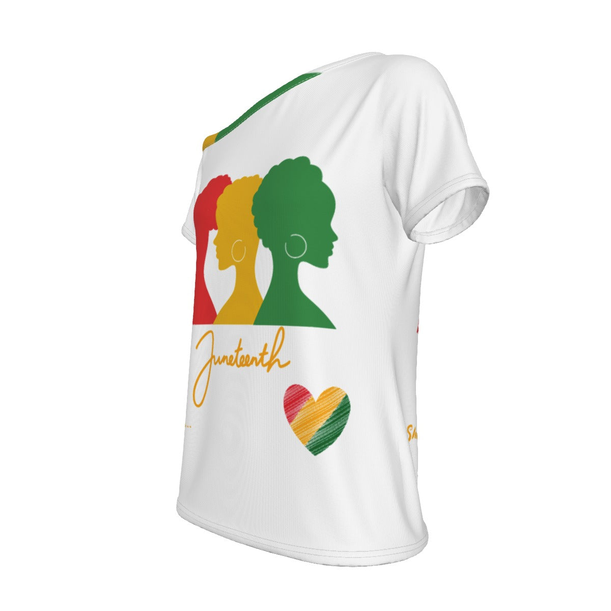 She Is...Juneteenth White All-Over Print Women's Off-Shoulder T-shirt