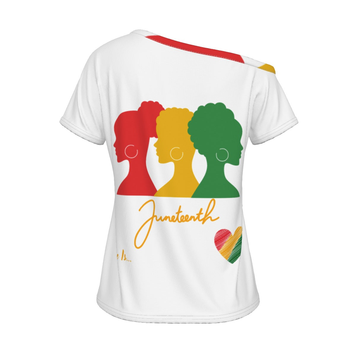 She Is...Juneteenth White All-Over Print Women's Off-Shoulder T-shirt