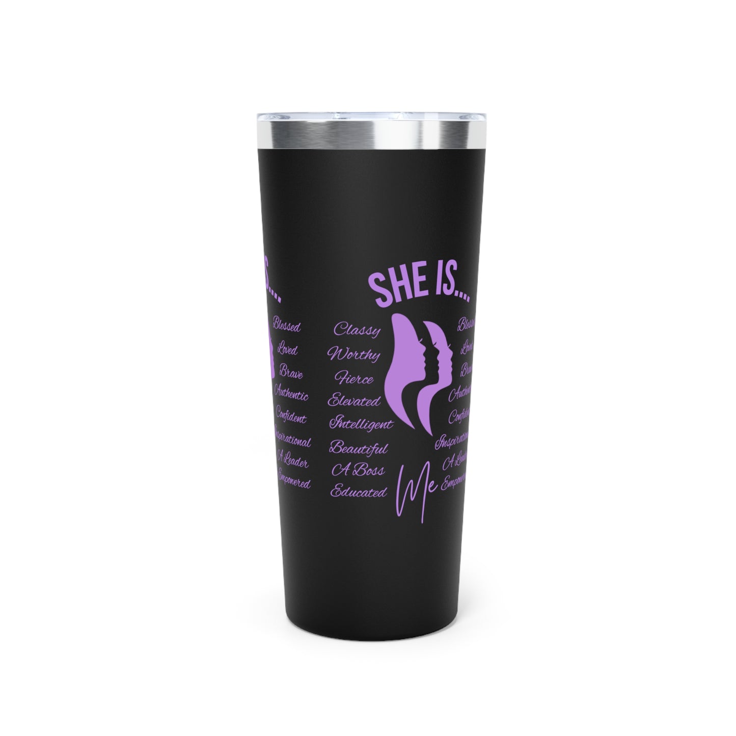 She Is... Copper Vacuum Insulated Tumbler, 22oz Purple