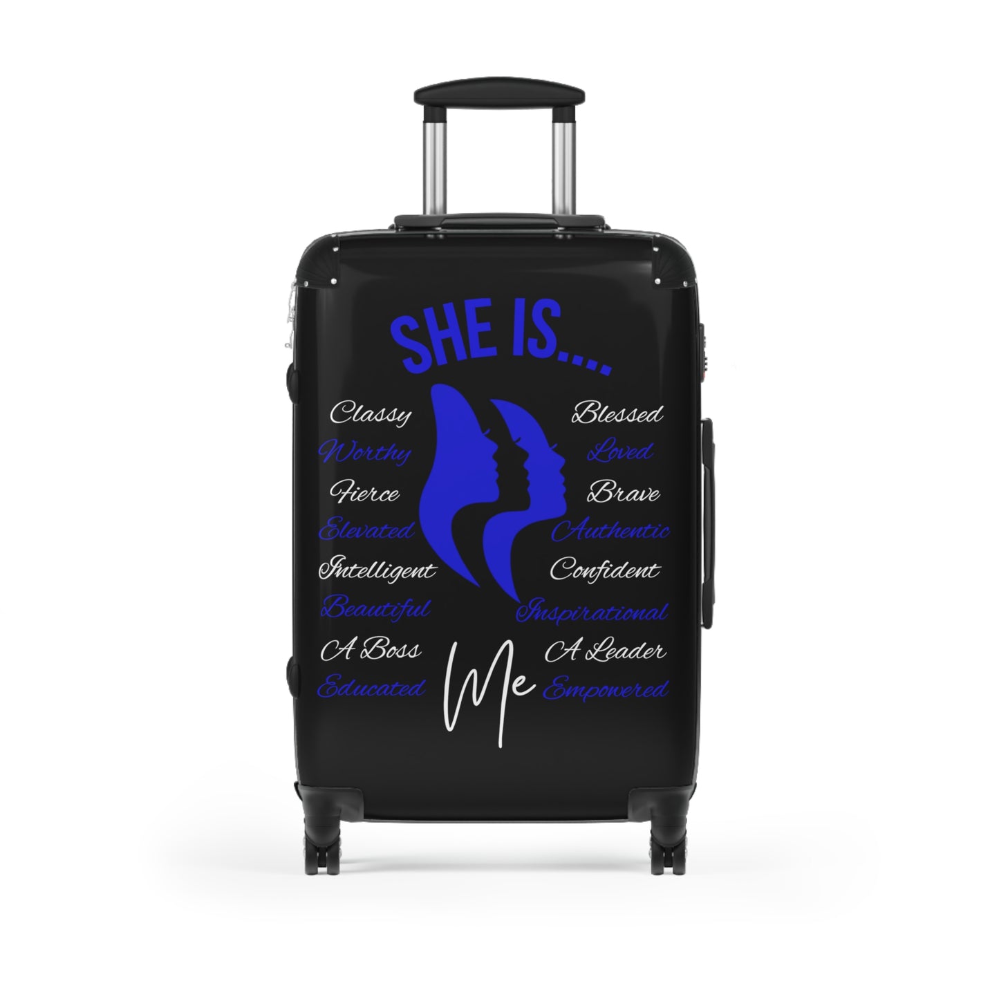 She Is...Travel Luggage Blue & White