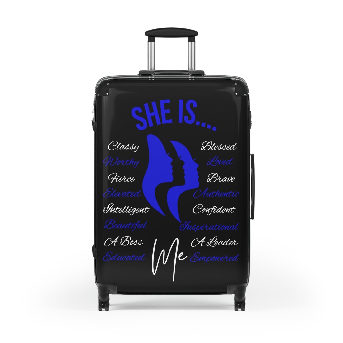 She Is...Travel Luggage Blue & White