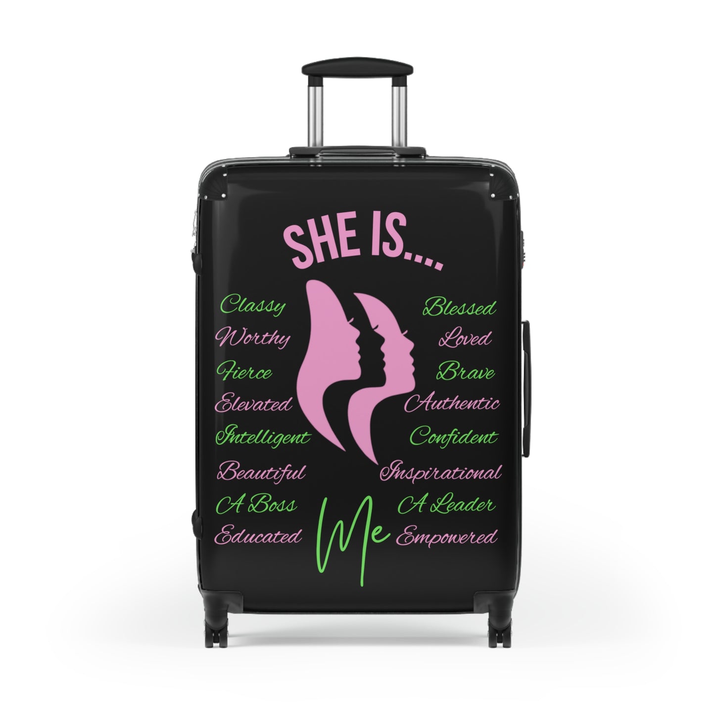 She Is...Travel Luggage Pink & Green