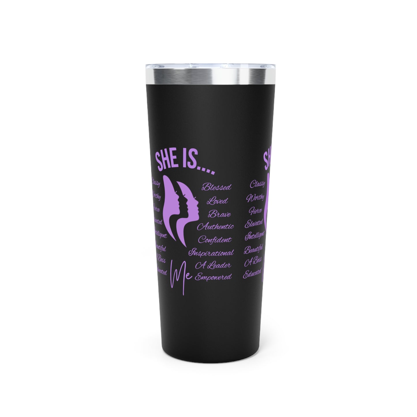 She Is... Copper Vacuum Insulated Tumbler, 22oz Purple