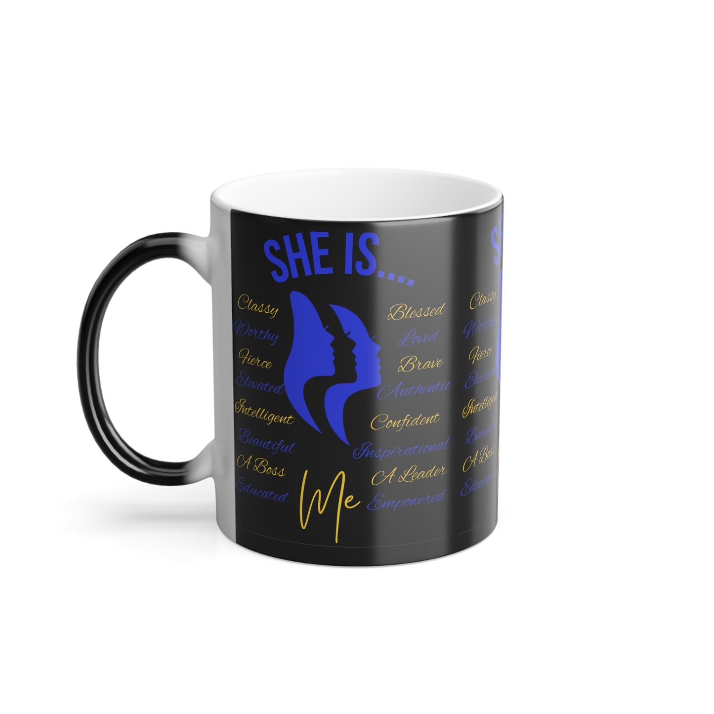 She Is...Morphing Mug, 11oz Blue & Yellow