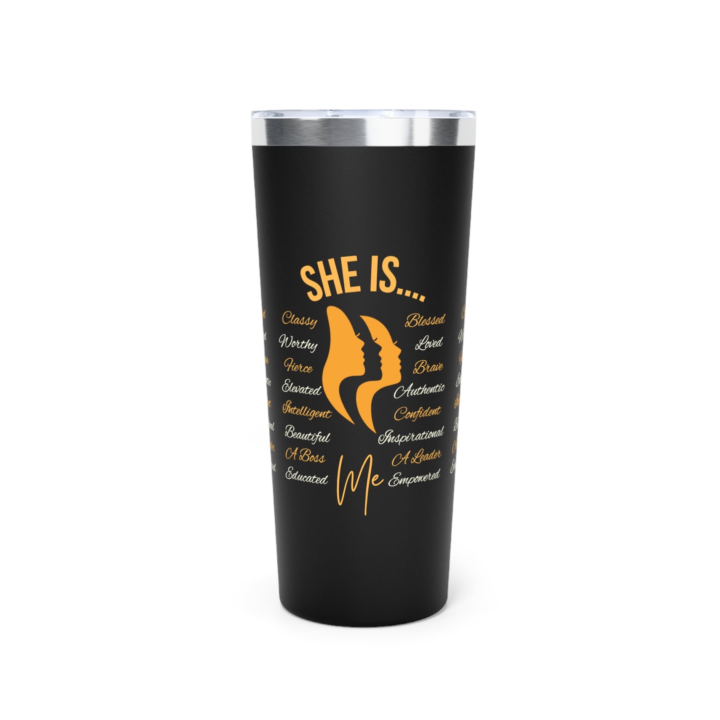 She Is... Copper Vacuum Insulated Tumbler, 22oz Apricot & Cream