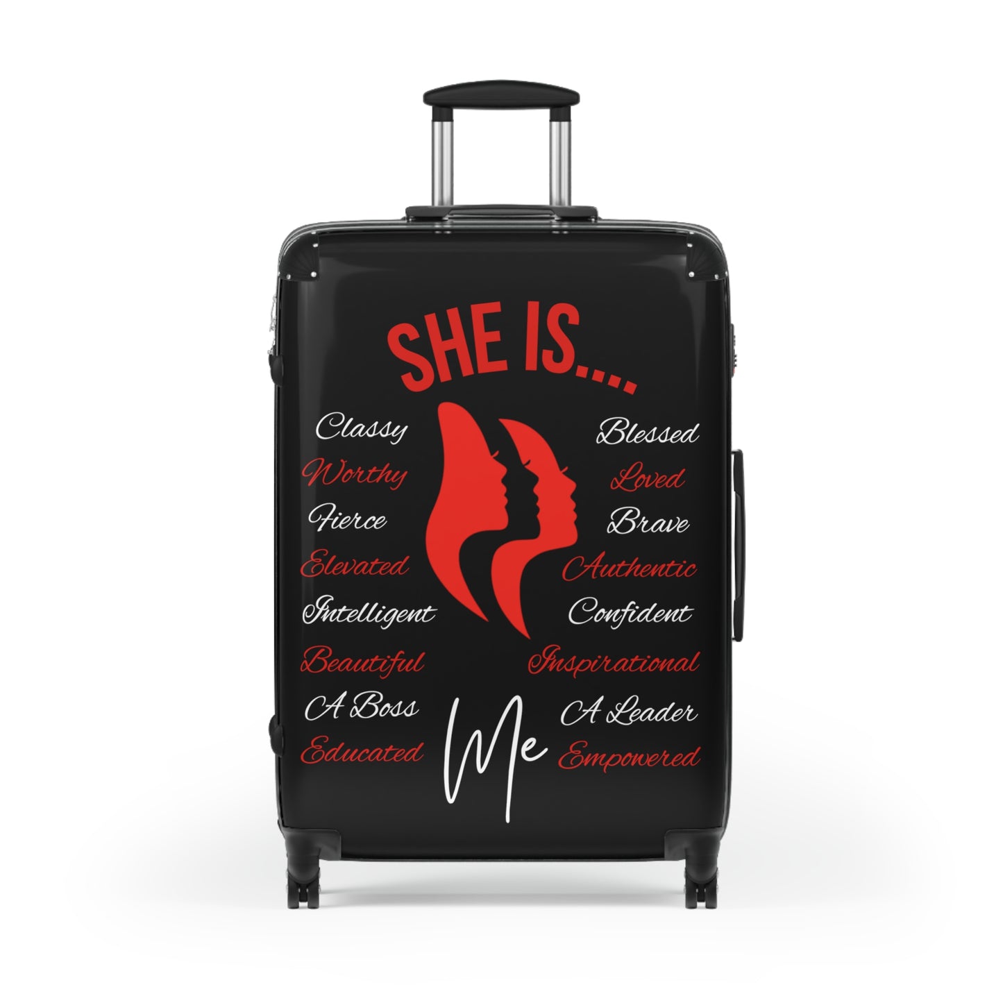 She Is...Travel Luggage Red & White