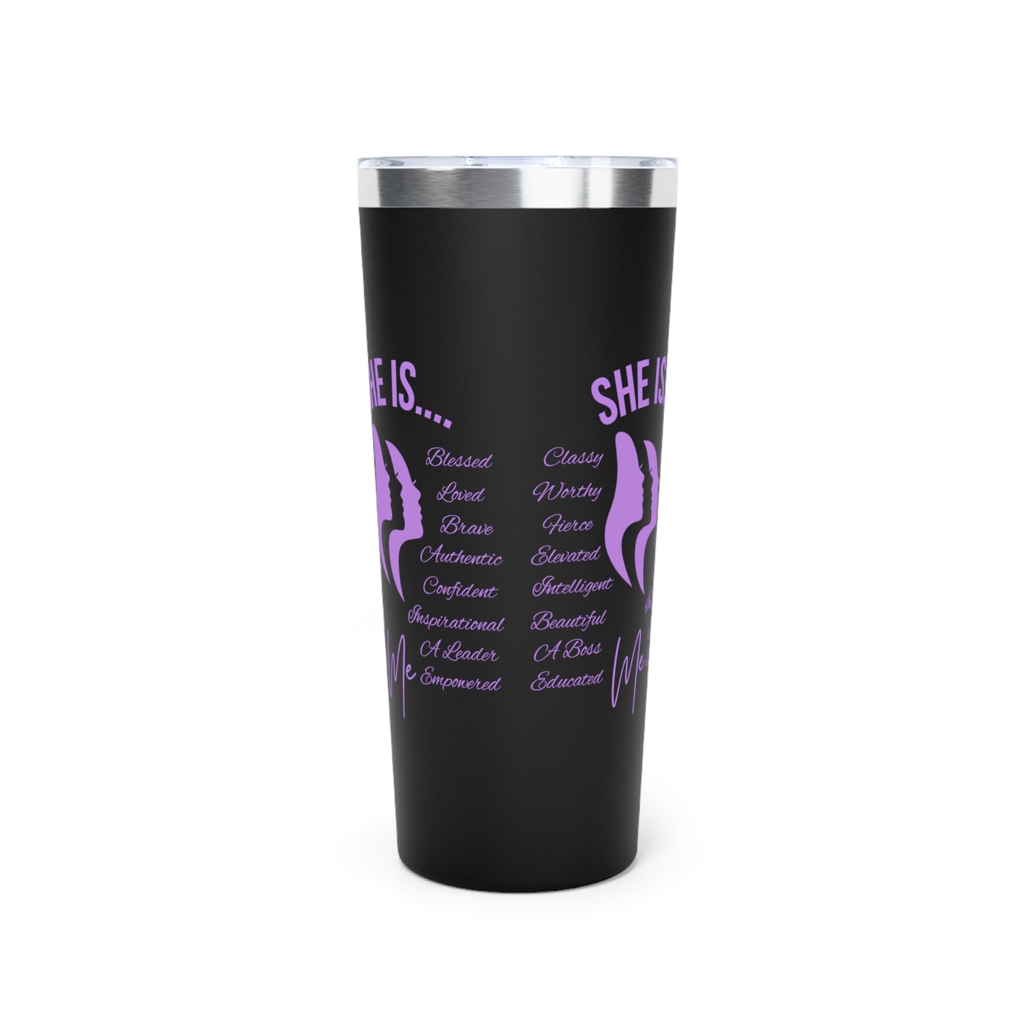 She Is... Copper Vacuum Insulated Tumbler, 22oz Purple